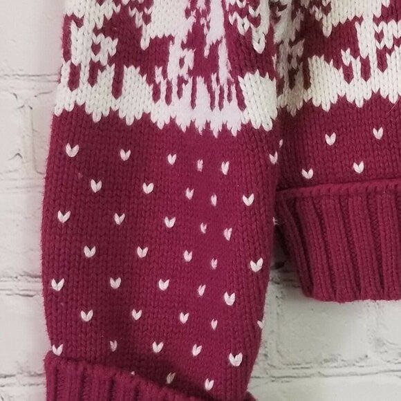 DECREE Girls Junior sz Large Cropped Button Front Reindeer Boysenberry Sweater L - Picture 4 of 8